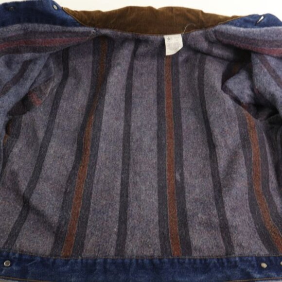 Vintage Denim Jacket Mens XL Blue Chore Barn Blanket Lined Workwear BP Feed - Picture 7 of 13